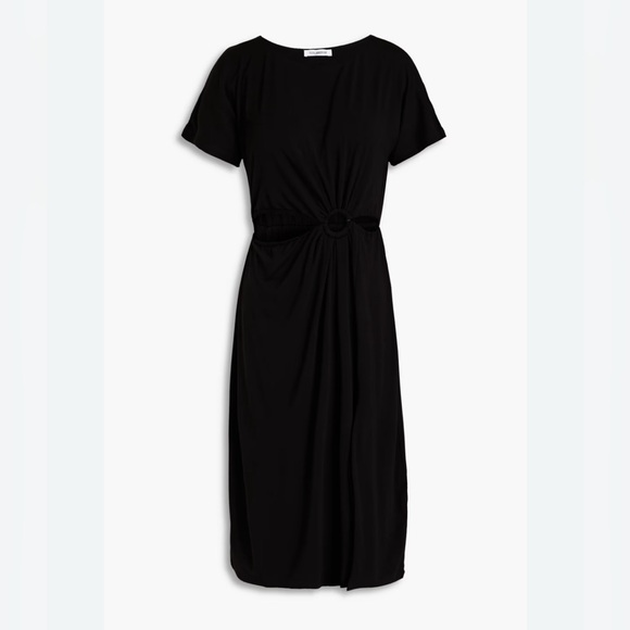 NWT Good American Ring Cut Out Black Midi Dress Size 1 (Small) - Picture 10 of 10
